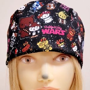 HELLO KITTY STARWARS BLACK MEDICAL NURSING SCRUB CAP